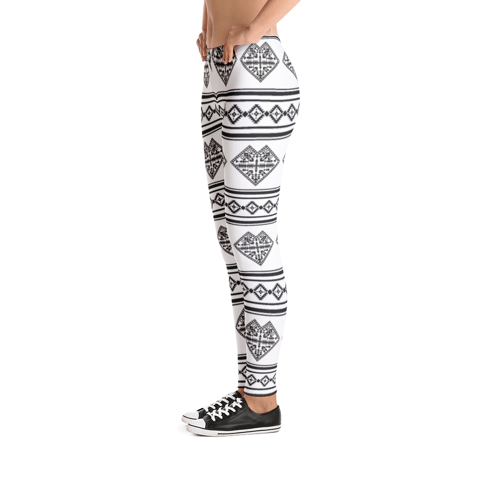 White Heart Design Leggings