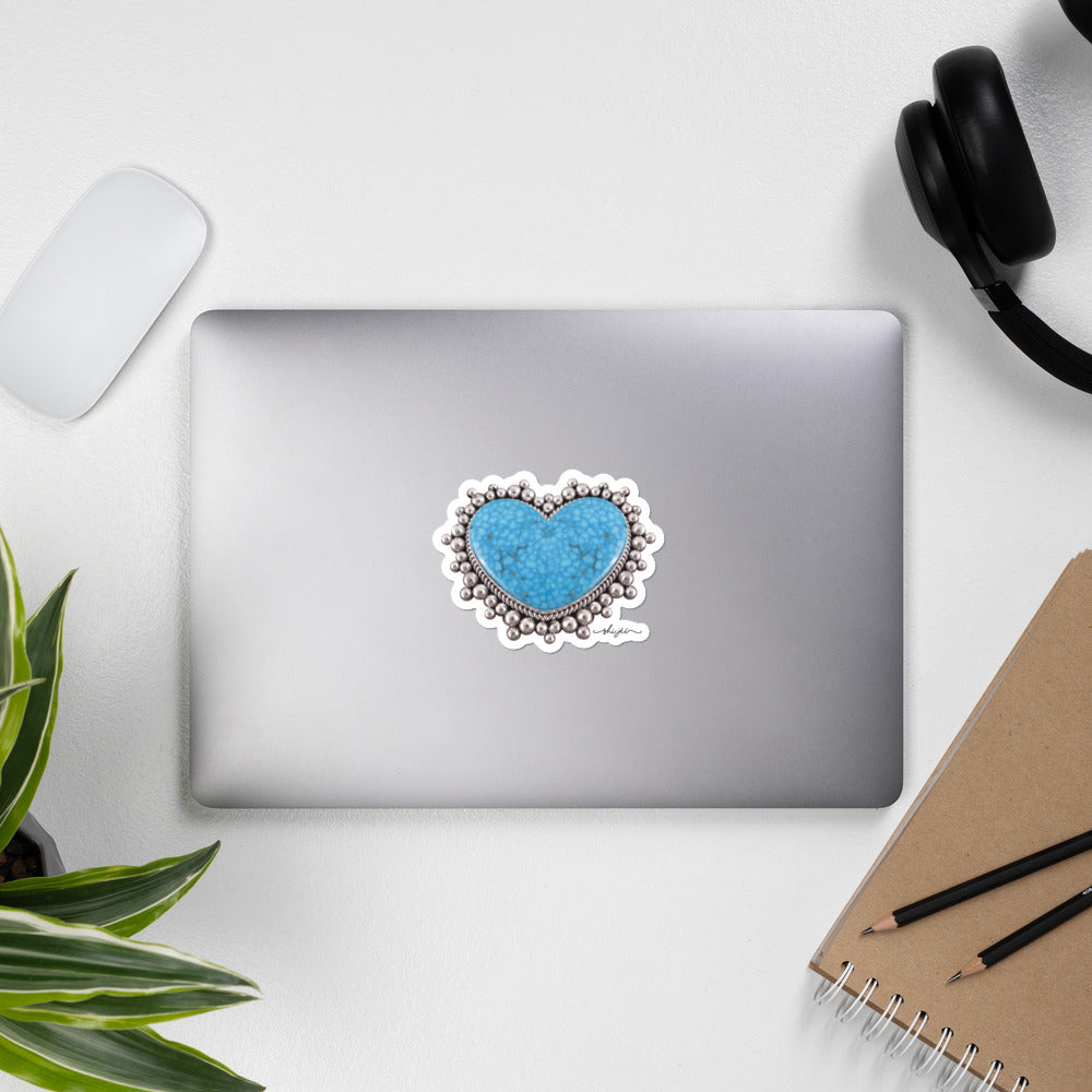 Turquoise Heart Sticker