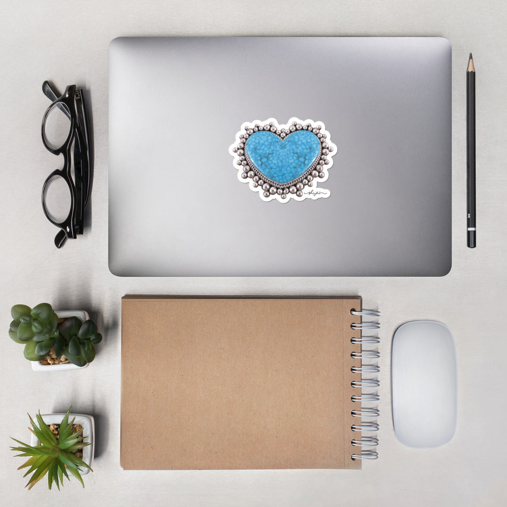 Turquoise Heart Sticker