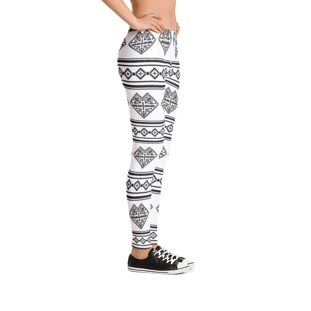 White Heart Design Leggings