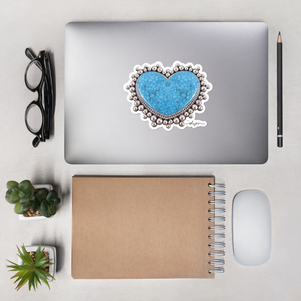 Turquoise Heart Sticker