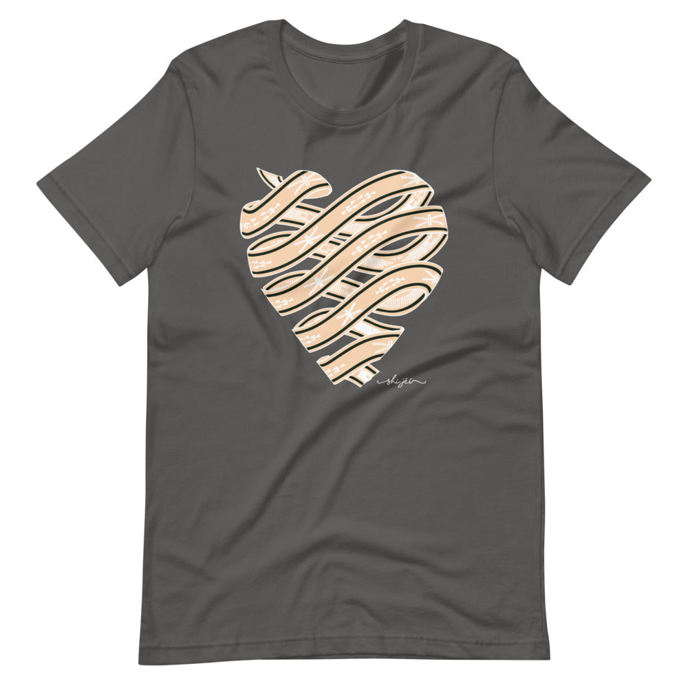 Neutral Colored Sash Belt Heart Tee