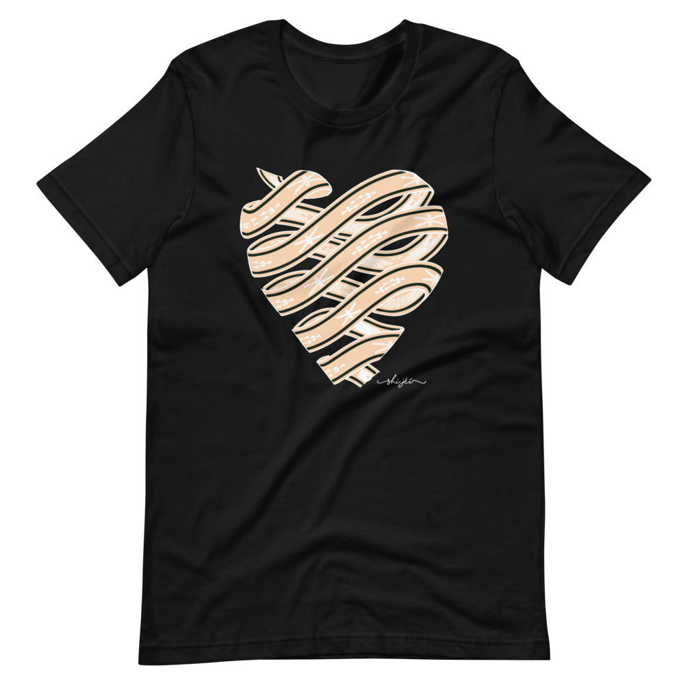 Neutral Colored Sash Belt Heart Tee