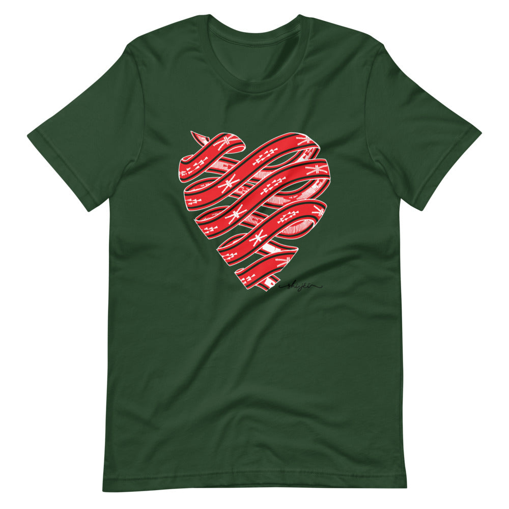 Red Colored Sash Belt Heart Tee