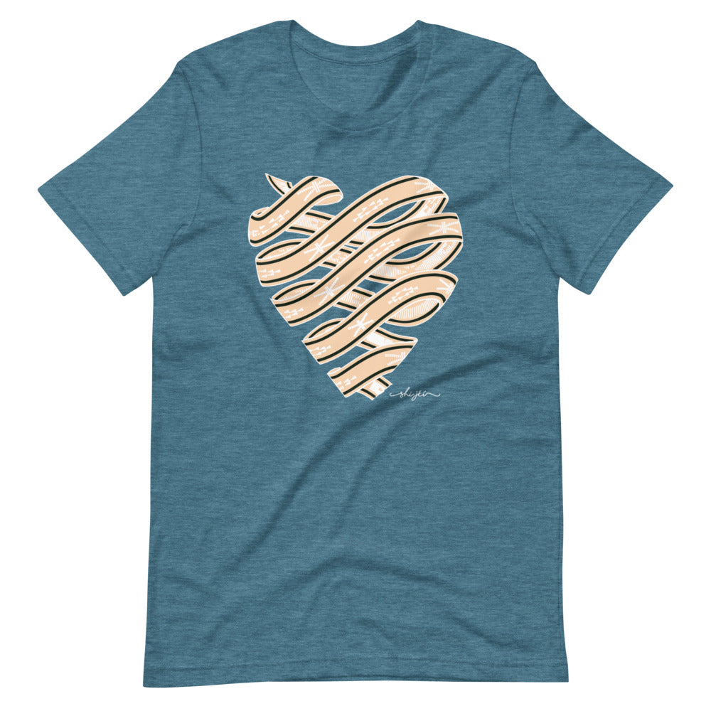 Neutral Colored Sash Belt Heart Tee