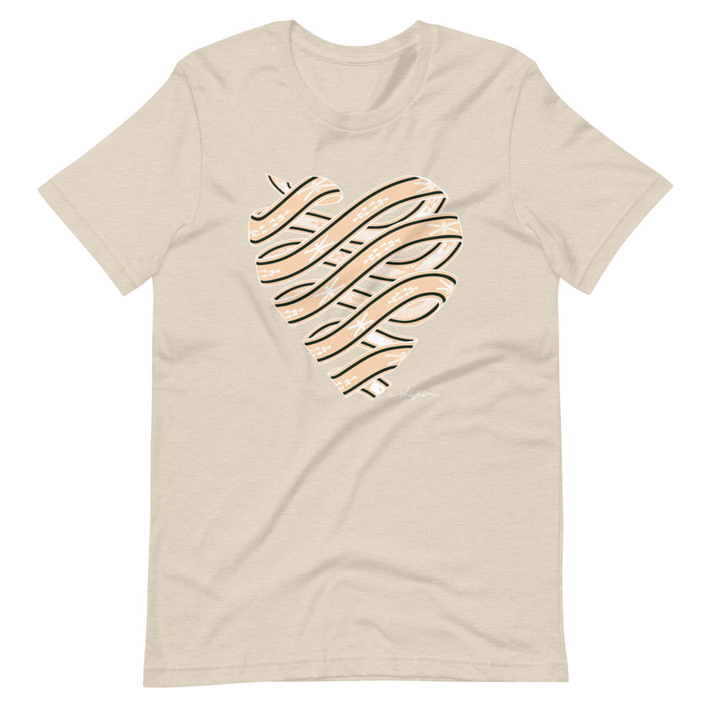 Neutral Colored Sash Belt Heart Tee