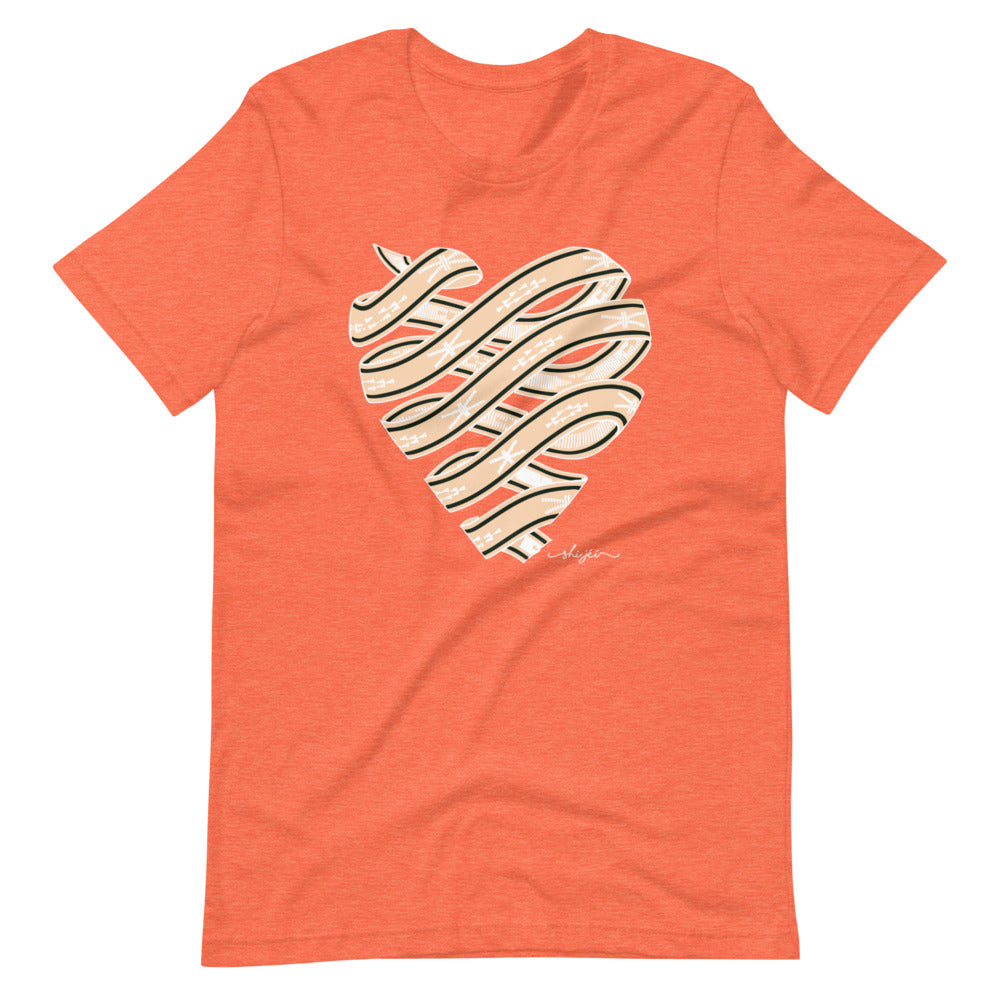 Neutral Colored Sash Belt Heart Tee