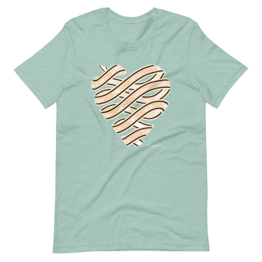 Neutral Colored Sash Belt Heart Tee