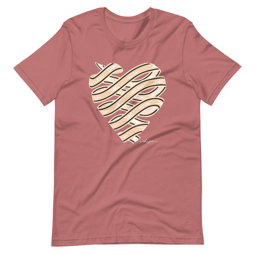 Neutral Colored Sash Belt Heart Tee