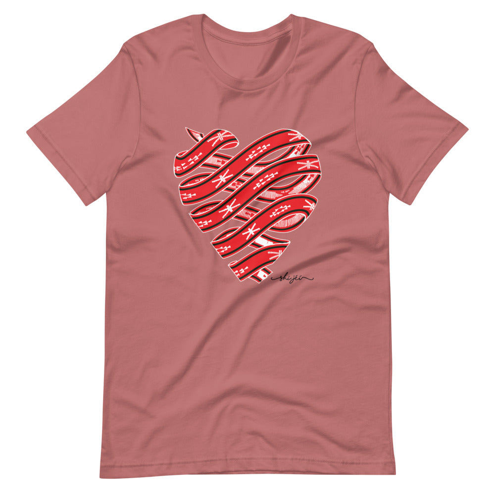Red Colored Sash Belt Heart Tee