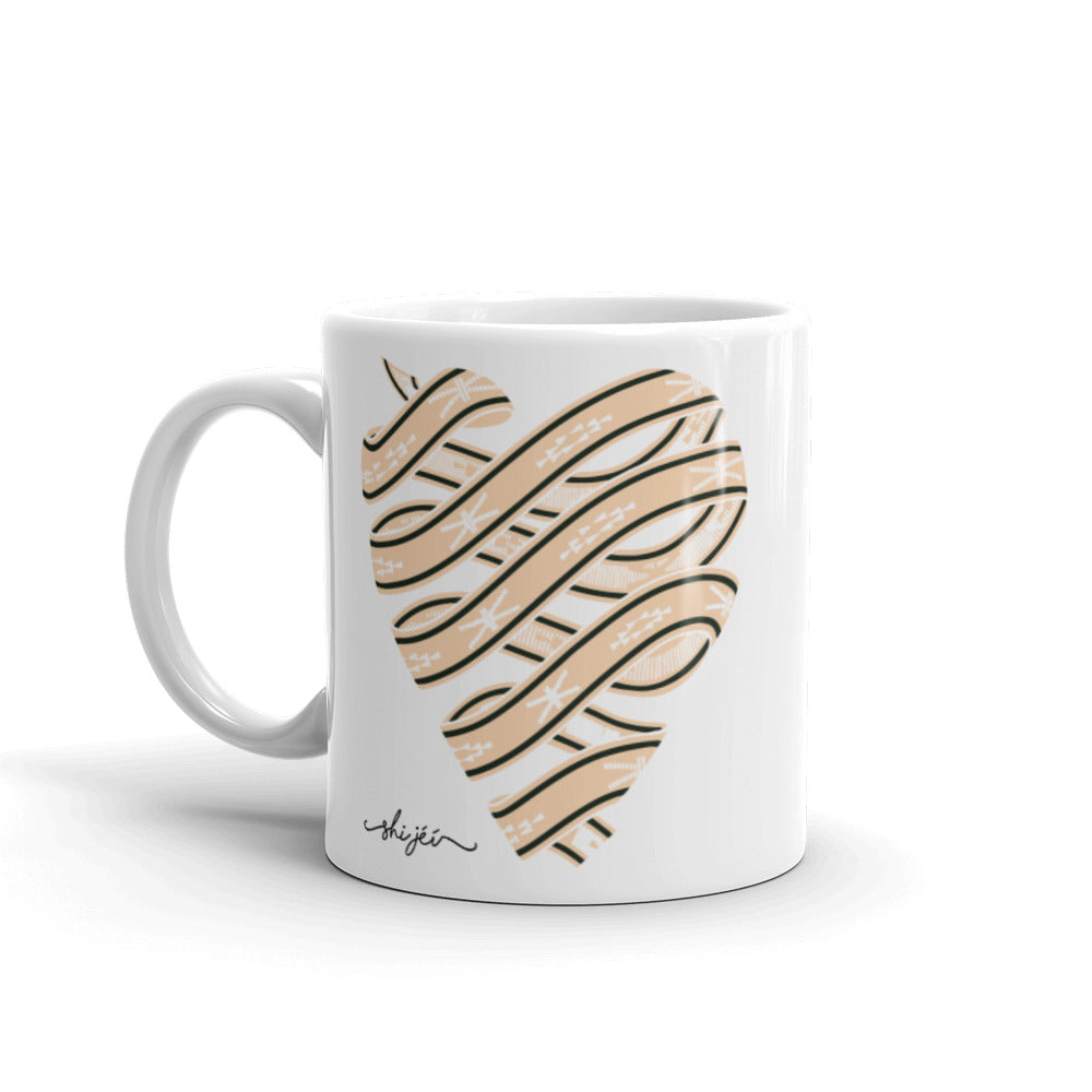 Neutral Colored Sash Belt Heart Mug