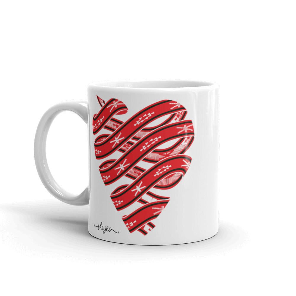 Red Colored Sash Belt Heart Mug
