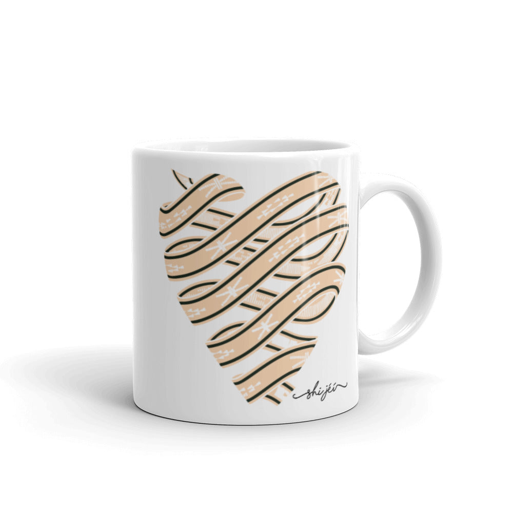 Neutral Colored Sash Belt Heart Mug