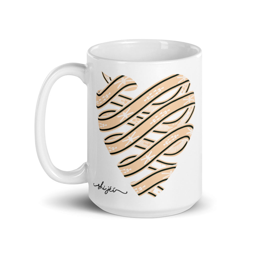 Neutral Colored Sash Belt Heart Mug