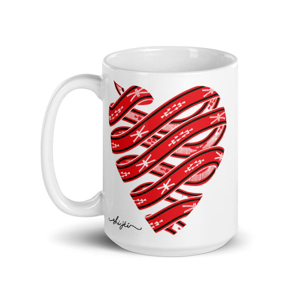 Red Colored Sash Belt Heart Mug