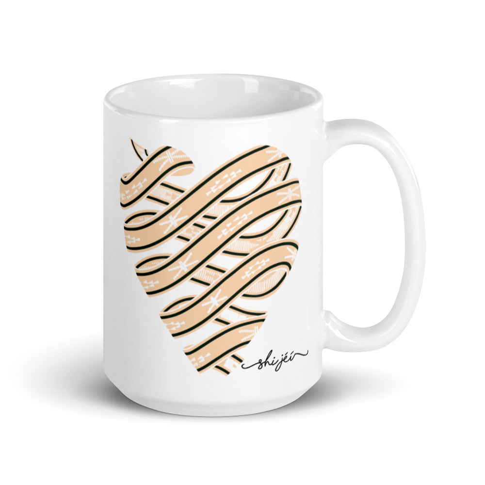 Neutral Colored Sash Belt Heart Mug