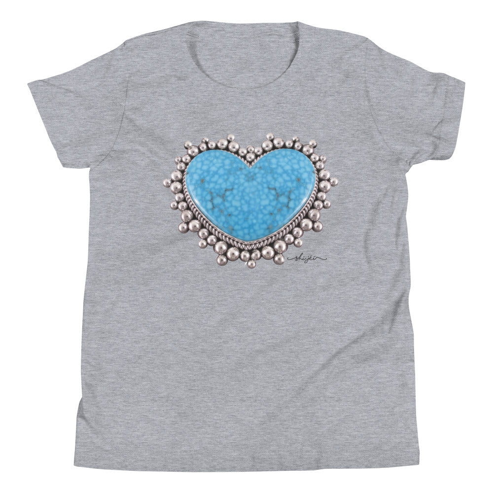 Girl's Turquoise Heart Pendant Youth Tee