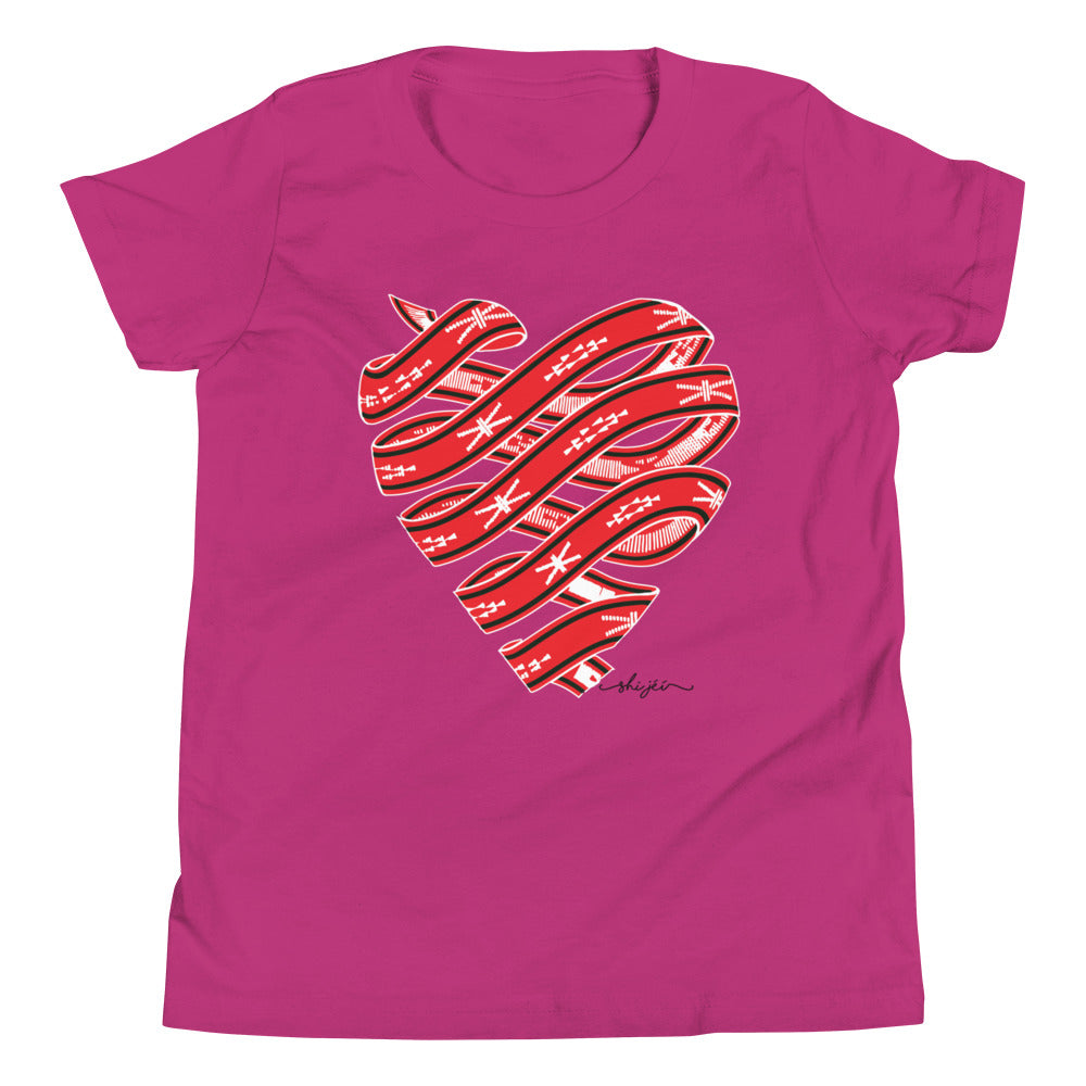 Red Colored Sash Belt Heart Youth Tee