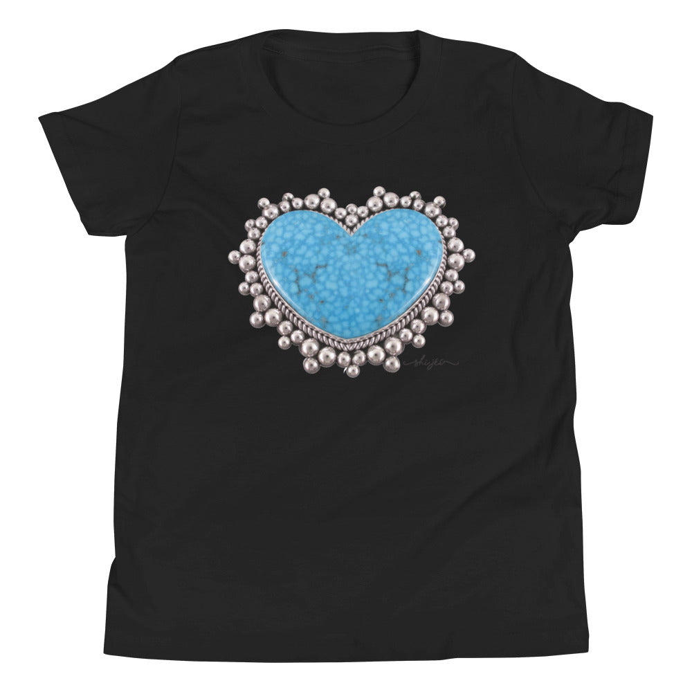 Girl's Turquoise Heart Pendant Youth Tee