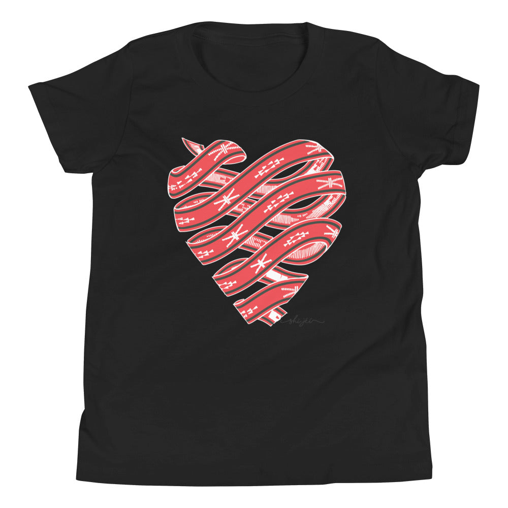 Red Colored Sash Belt Heart Youth Tee