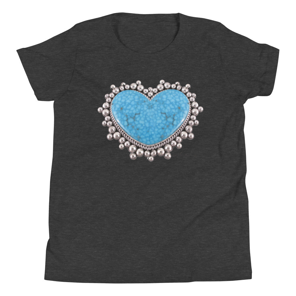 Girl's Turquoise Heart Pendant Youth Tee