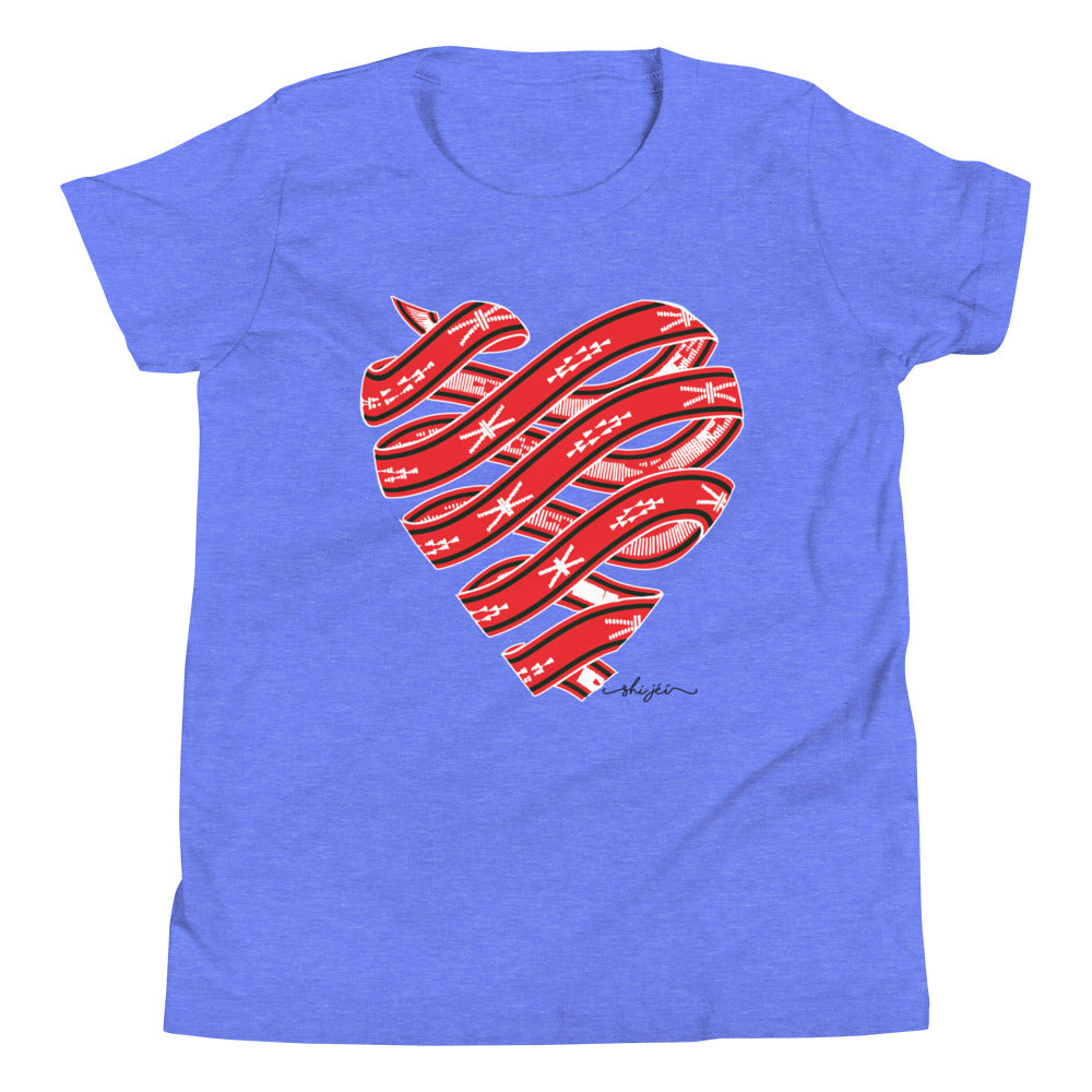 Red Colored Sash Belt Heart Youth Tee