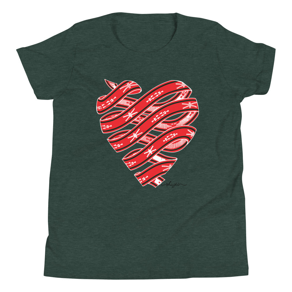 Red Colored Sash Belt Heart Youth Tee