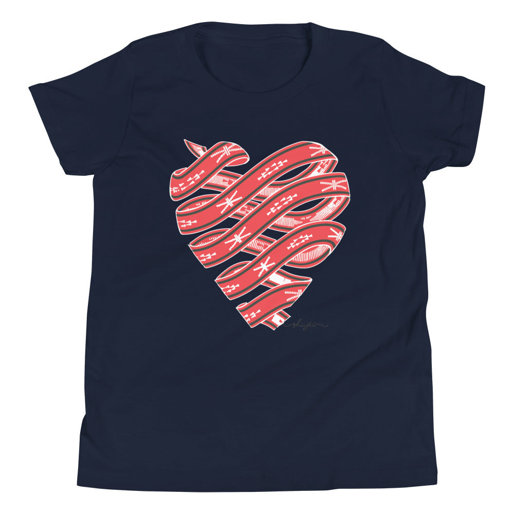 Red Colored Sash Belt Heart Youth Tee