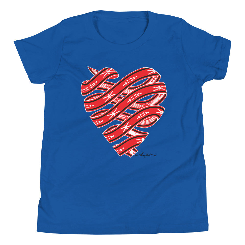 Red Colored Sash Belt Heart Youth Tee