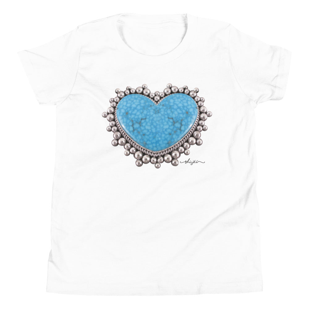 Girl's Turquoise Heart Pendant Youth Tee