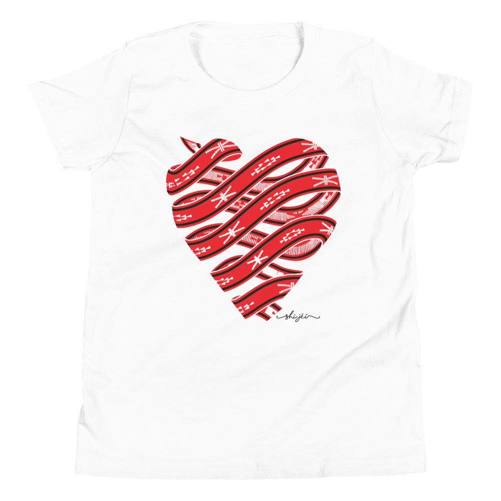 Red Colored Sash Belt Heart Youth Tee