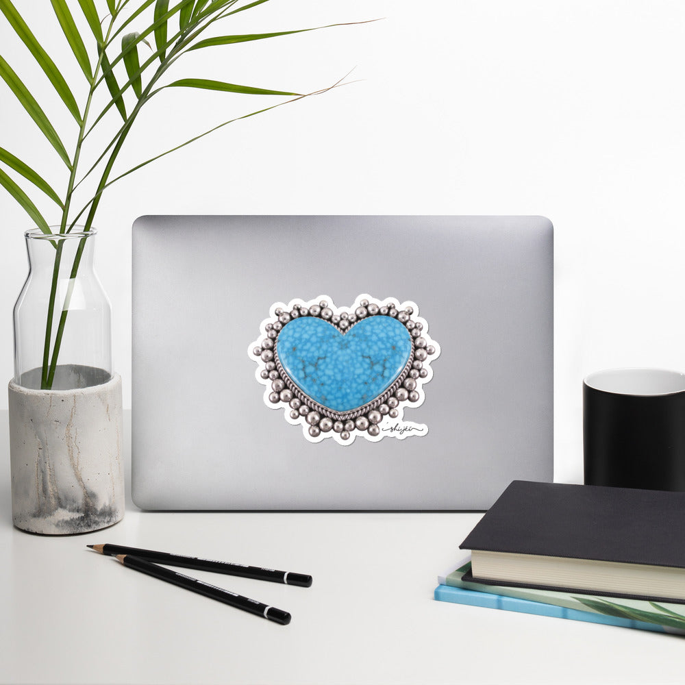 Turquoise Heart Sticker