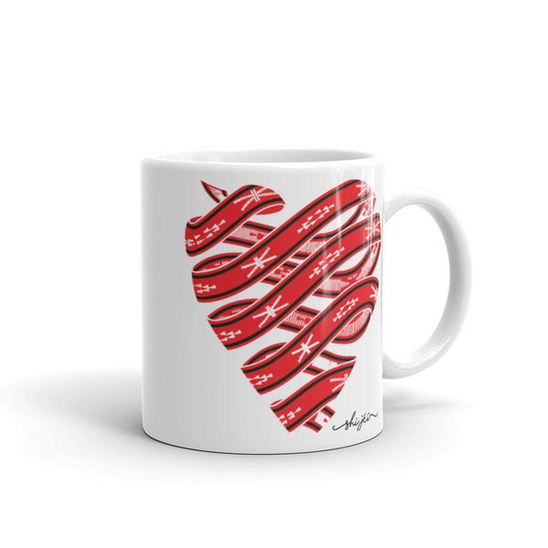 Red Colored Sash Belt Heart Mug