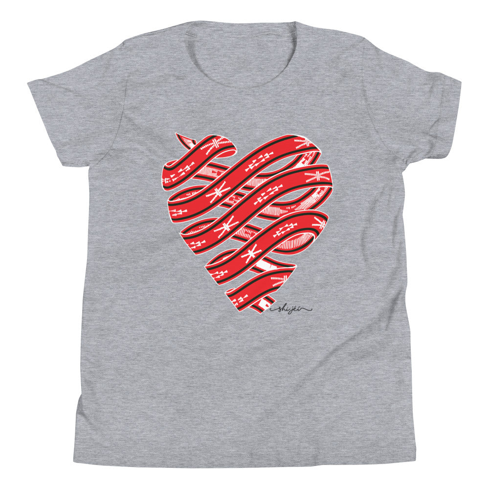 Red Colored Sash Belt Heart Youth Tee