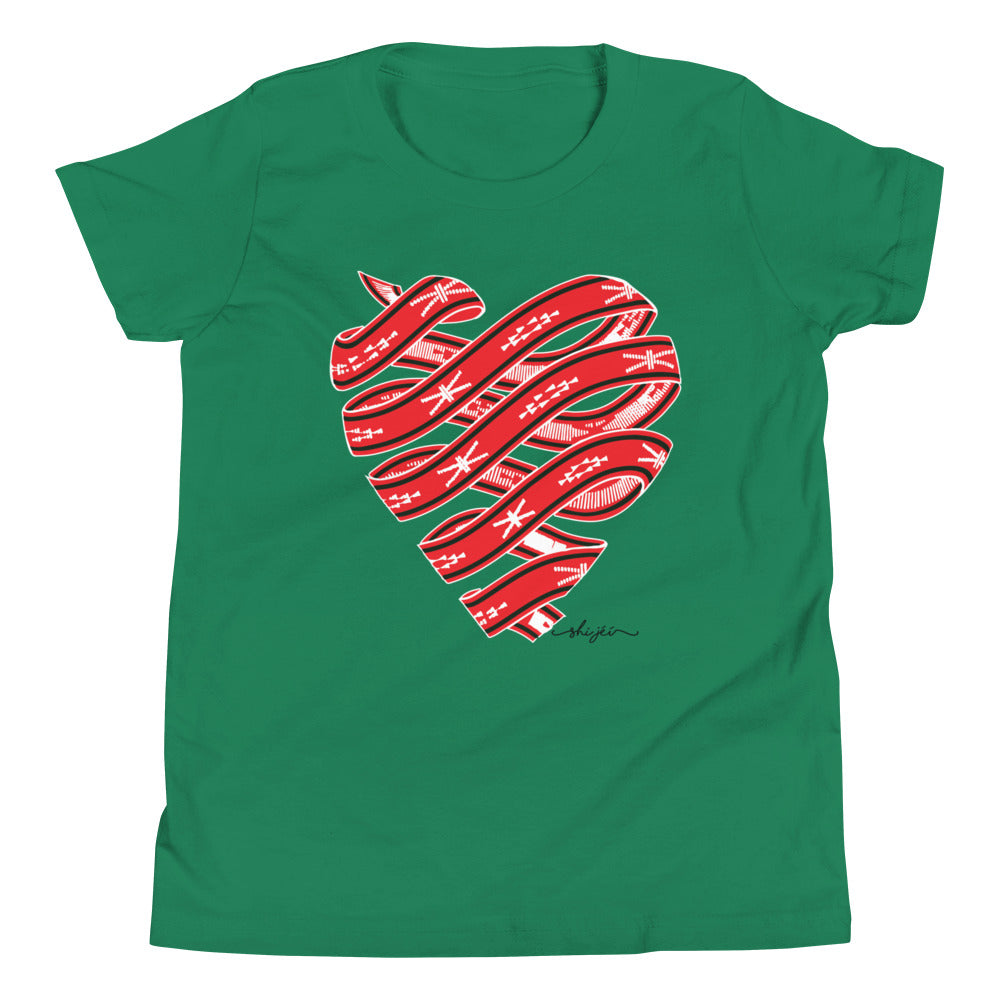 Red Colored Sash Belt Heart Youth Tee